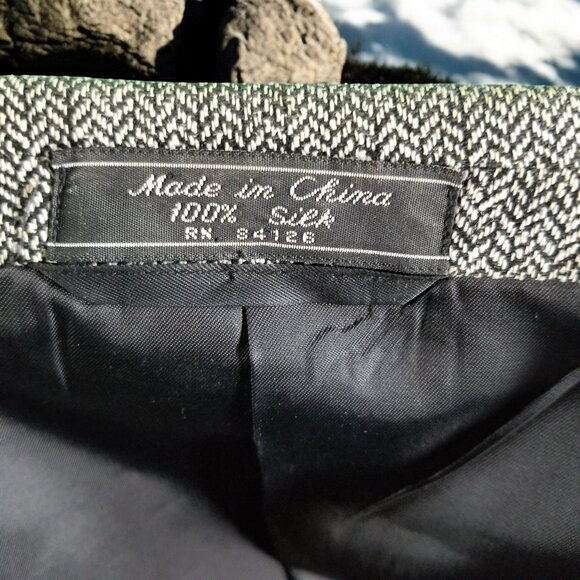 Bert Pulitzer Men's 46L Black Check 100% Silk Blazer Sport Coat & Tie 12624 - Picture 7 of 9